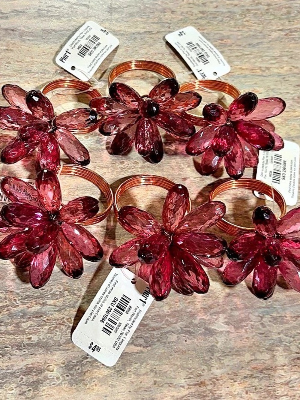 Pier 1 Imports Vintage Floral Napkin Rings- 5 NWT and 1-NWOT